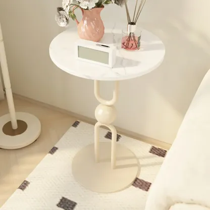 Luxurious Metal Round End Table with Glossy Finish for Tiny Room Image - 4