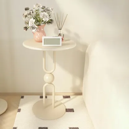 Luxurious Metal Round End Table with Glossy Finish for Tiny Room Image - 5