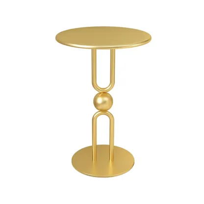 Luxurious Metal Round End Table with Glossy Finish for Tiny Room Image - 6
