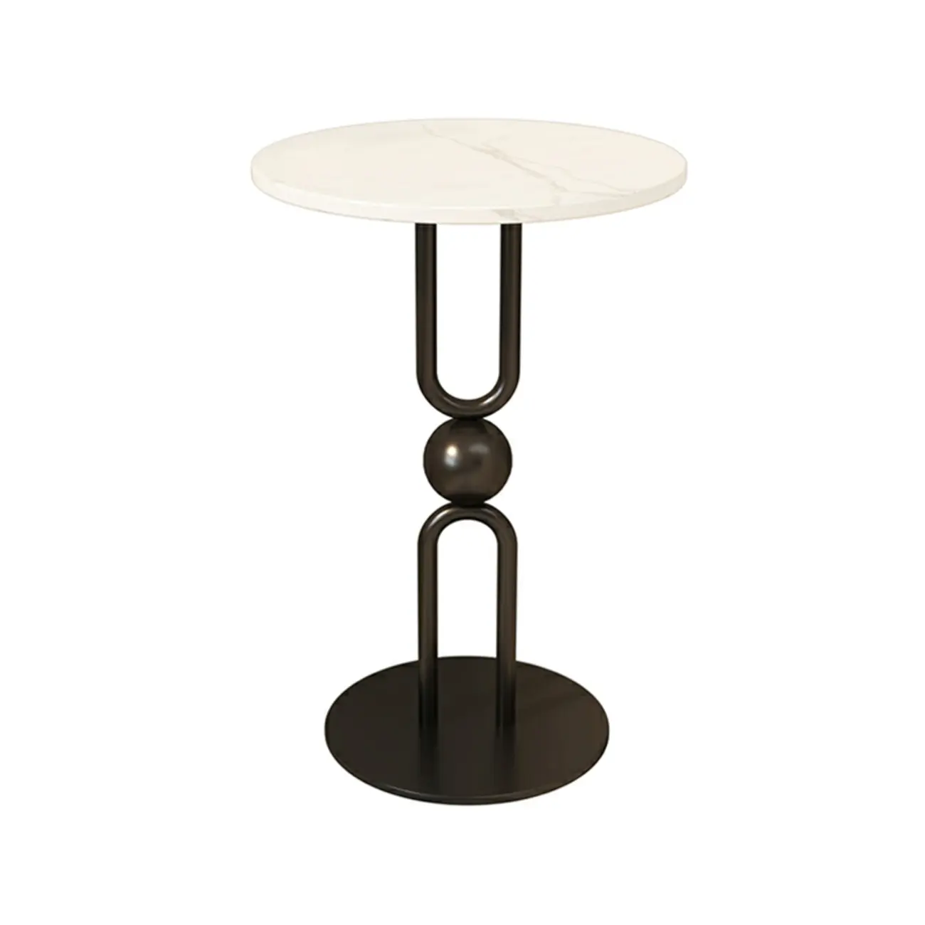 Luxurious Metal Round End Table with Glossy Finish for Tiny Room Image - 7 | homeyfad