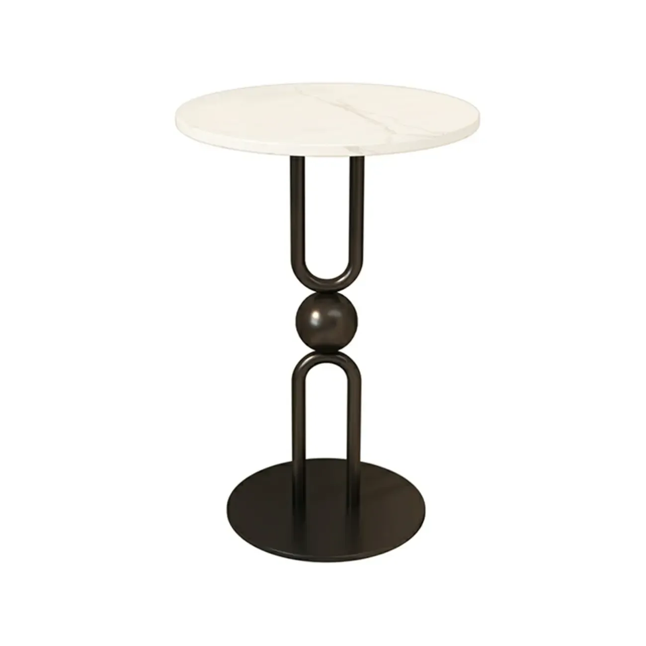 Luxurious Metal Round End Table with Glossy Finish for Tiny Room Image - 7