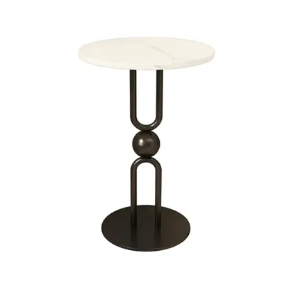 Luxurious Metal Round End Table with Glossy Finish for Tiny Room Image - 7