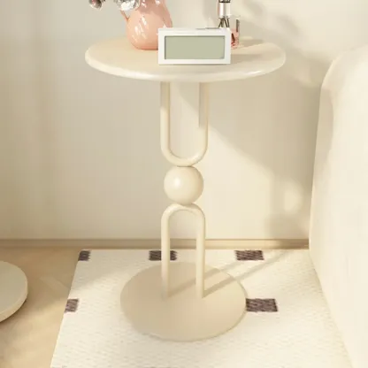 Luxurious Metal Round End Table with Glossy Finish for Tiny Room Image - 10