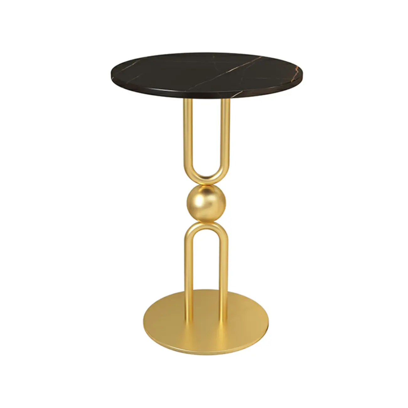 Luxurious Metal Round End Table with Glossy Finish for Tiny Room Image - 11 | homeyfad