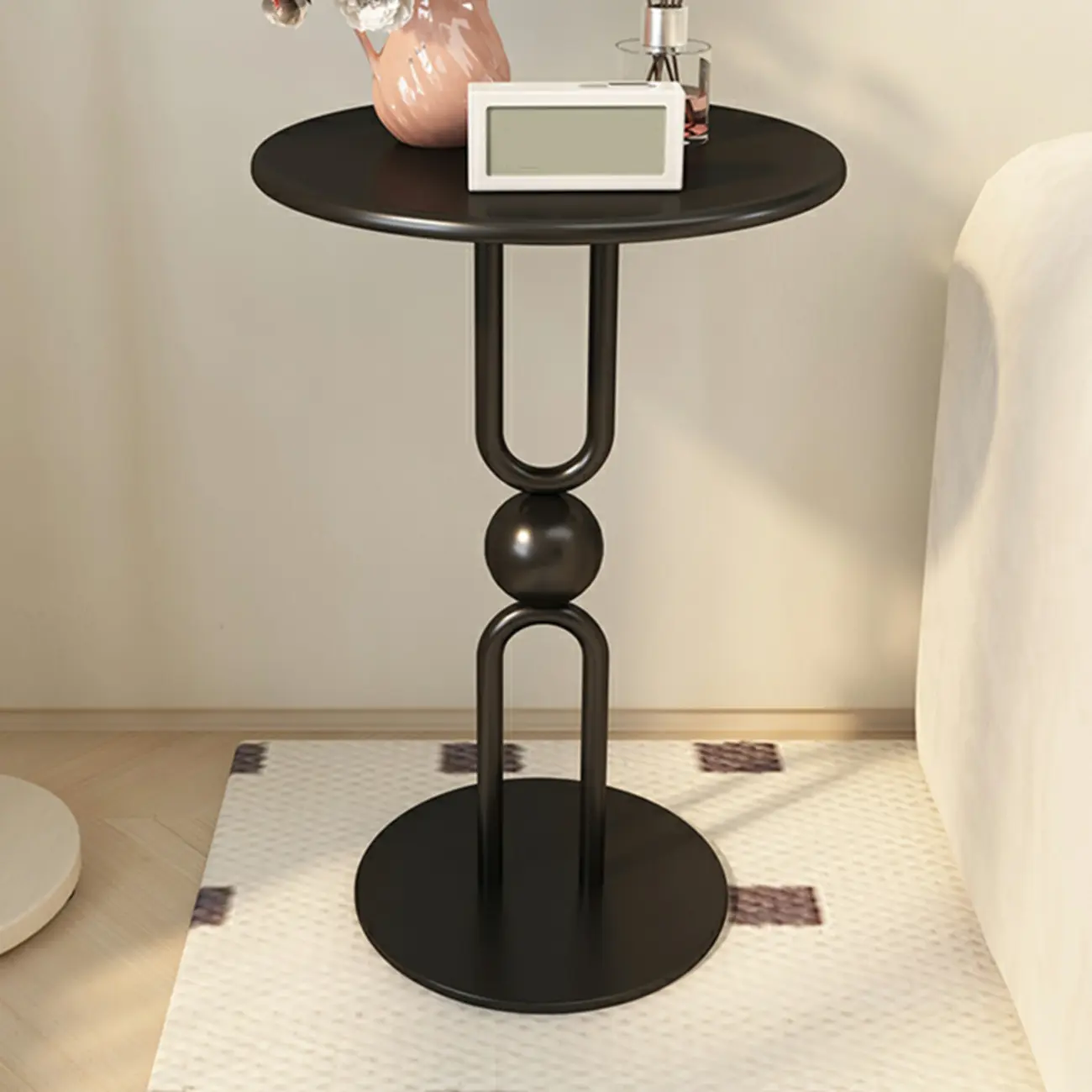 Luxurious Metal Round End Table with Glossy Finish for Tiny Room Image - 14 | homeyfad