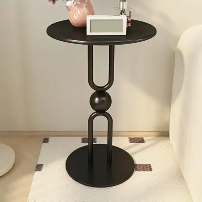 Luxurious Metal Round End Table with Glossy Finish for Tiny Room Image - 14
