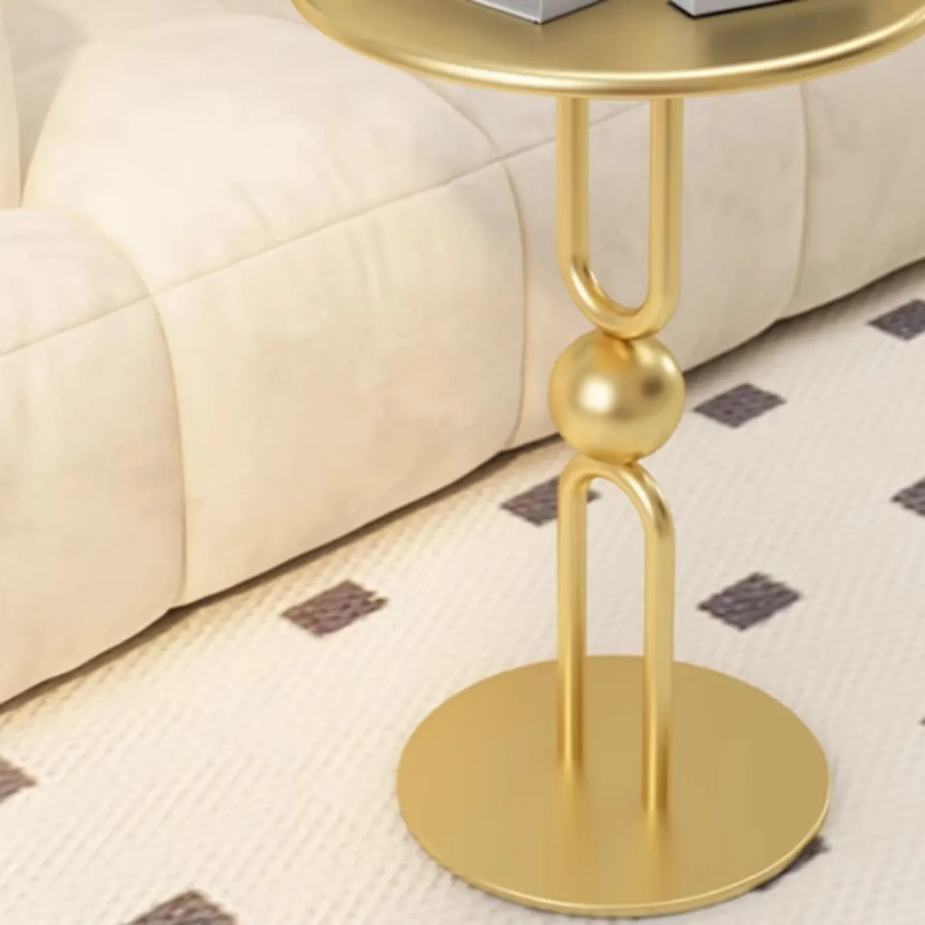 Luxurious Metal Round End Table with Glossy Finish for Tiny Room Image - 16 | homeyfad