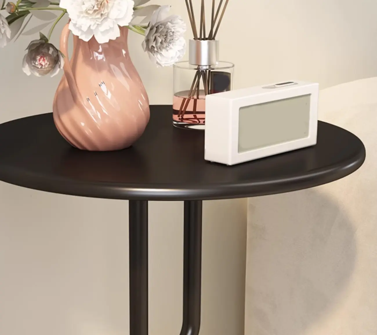 Luxurious Metal Round End Table with Glossy Finish for Tiny Room Image - 18 | homeyfad