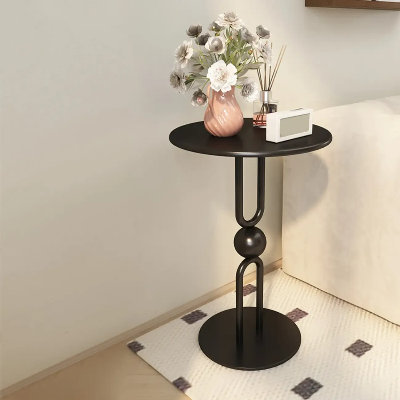 Luxurious Metal Round End Table with Glossy Finish for Tiny Room Image - 19