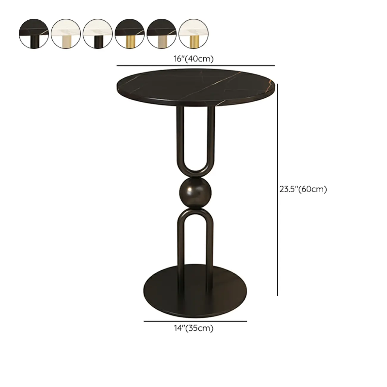 Luxurious Metal Round End Table with Glossy Finish for Tiny Room #size | homeyfad