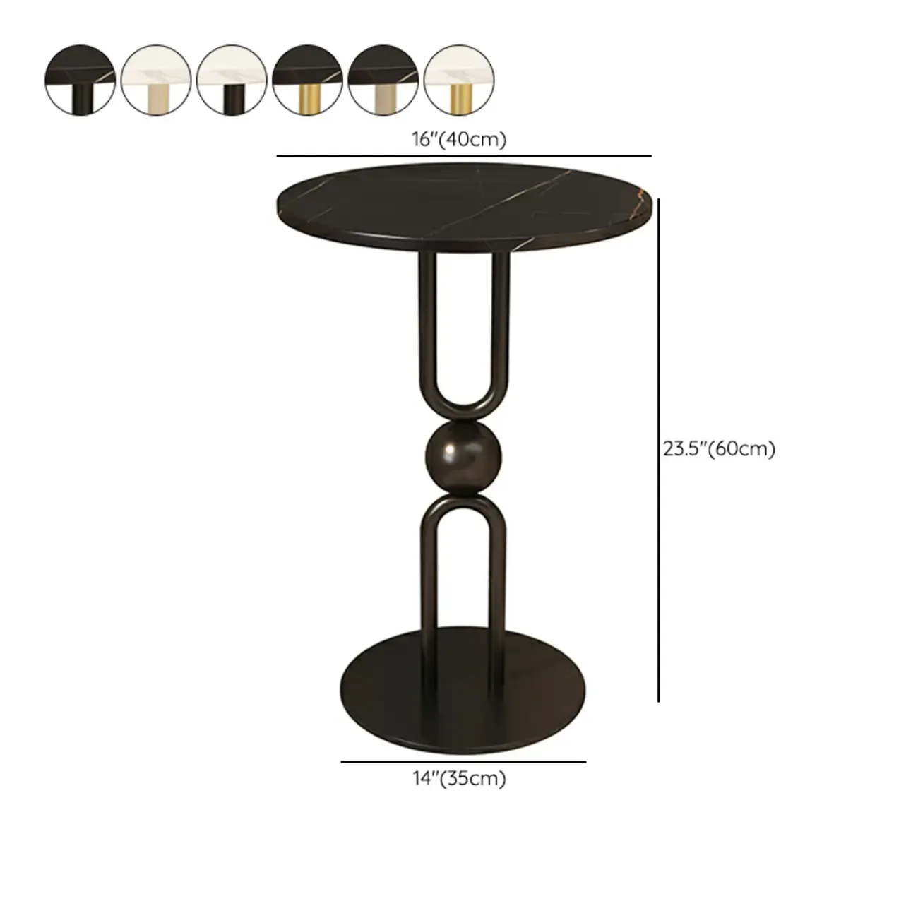 Luxurious Metal Round End Table with Glossy Finish for Tiny Room #size