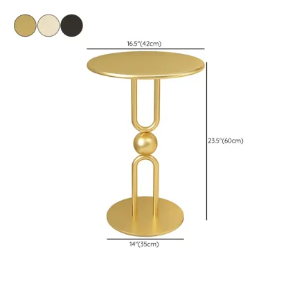 Luxurious Metal Round End Table with Glossy Finish for Tiny Room Image - 21