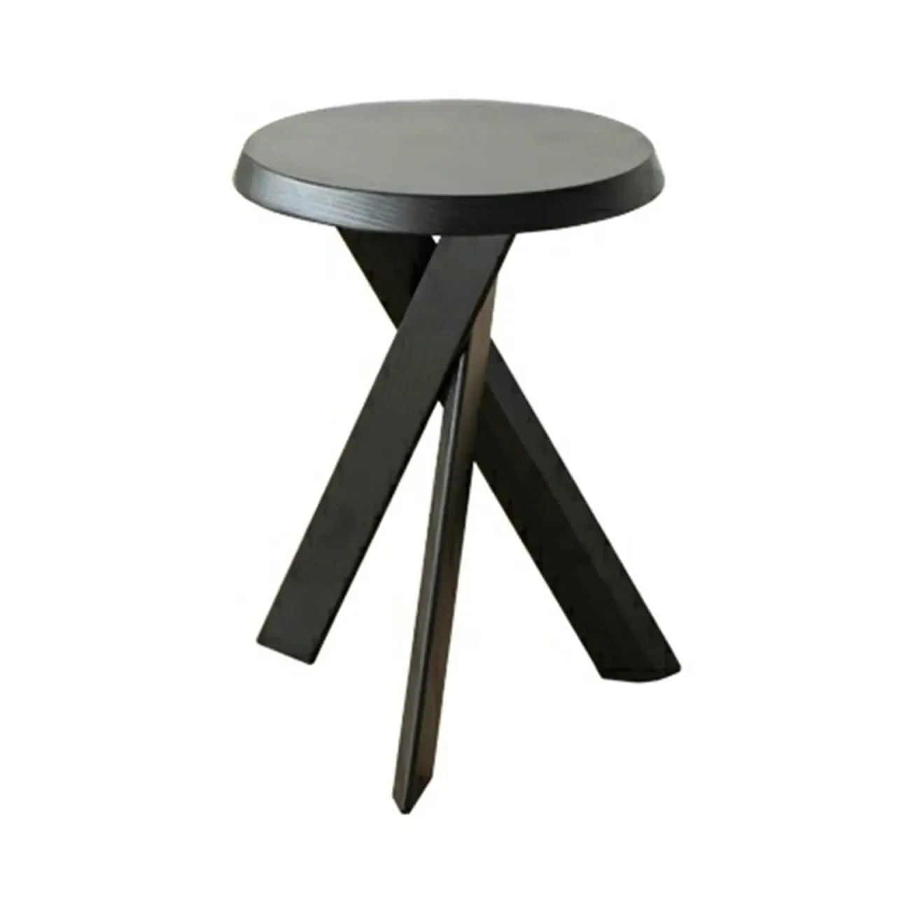 Modern Round Wood Side Table with Cross Legs Image - 5