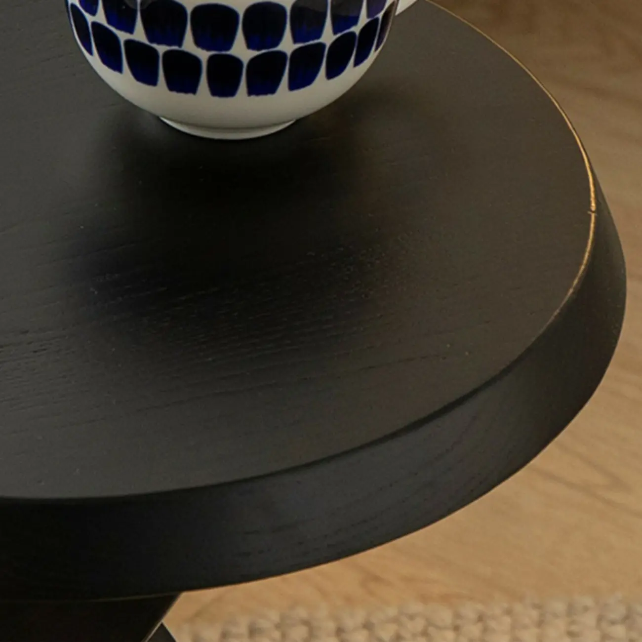 Modern Round Wood Side Table with Cross Legs Image - 10 | homeyfad