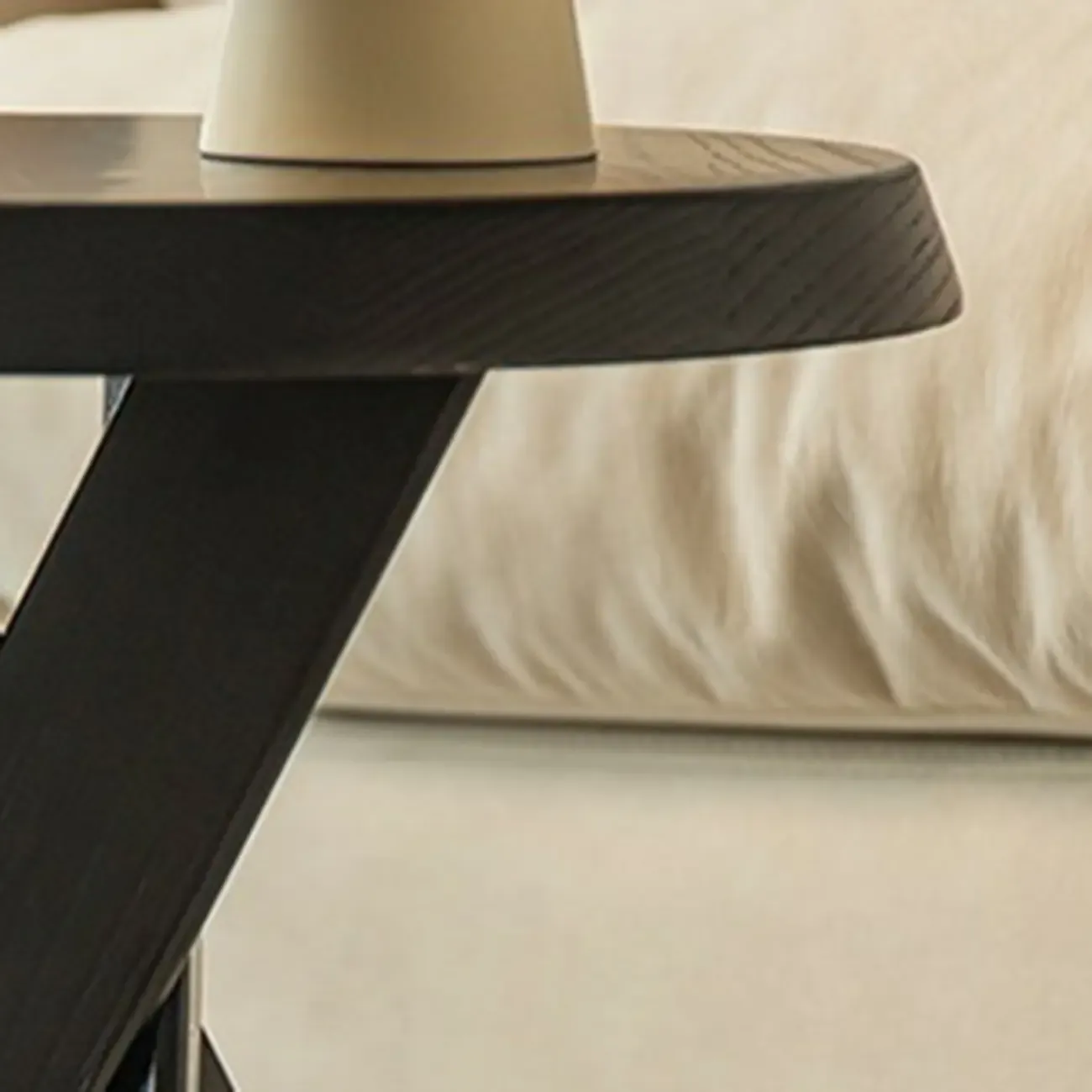 Modern Round Wood Side Table with Cross Legs Image - 12