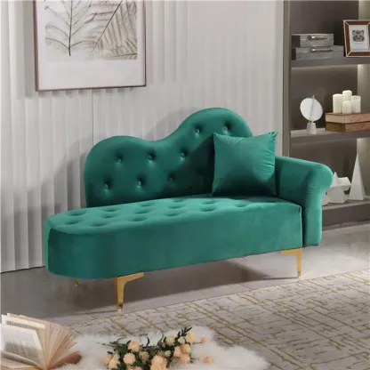 Modern Velvet Chaise Lounge with Pillow for Living Room Image - 5