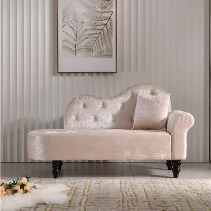 Modern Velvet Chaise Lounge with Pillow for Living Room Image - 6