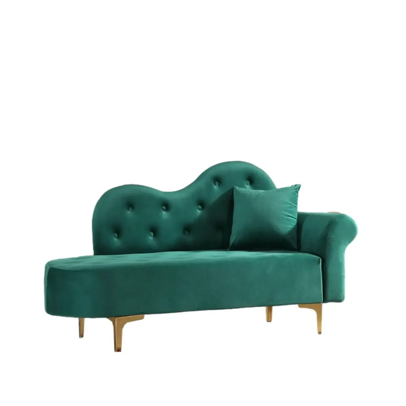 Modern Velvet Chaise Lounge with Pillow for Living Room Image - 10