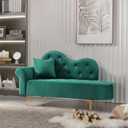 Modern Velvet Chaise Lounge with Pillow for Living Room Image - 11