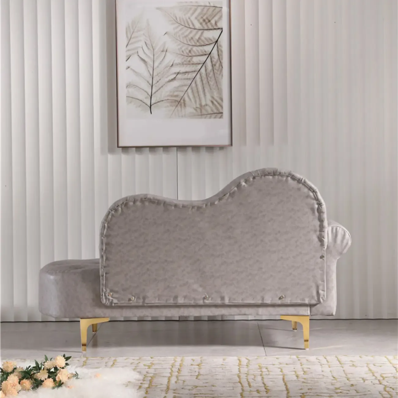Modern Velvet Chaise Lounge with Pillow for Living Room Image - 13