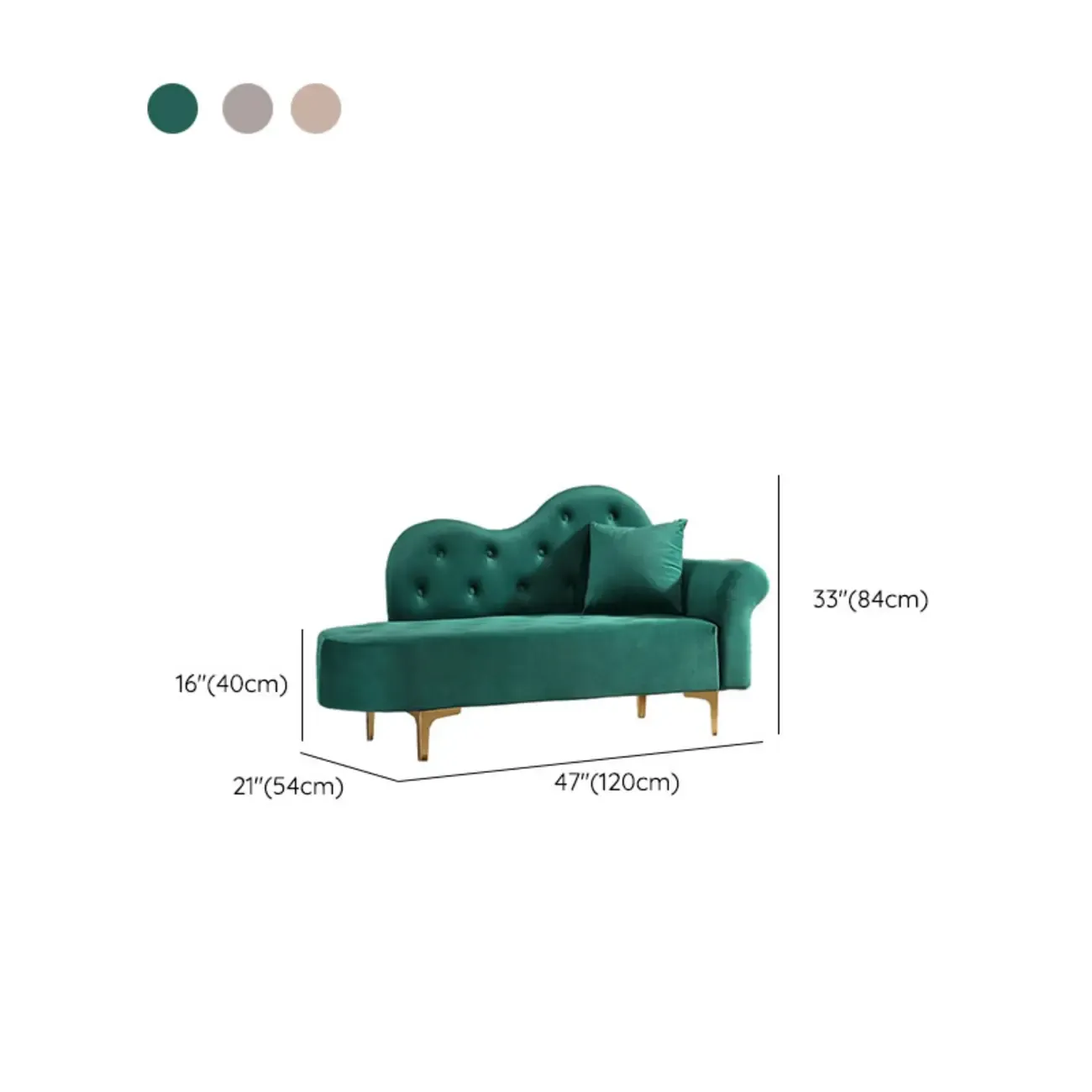 Modern Velvet Chaise Lounge with Pillow for Living Room Image - 15