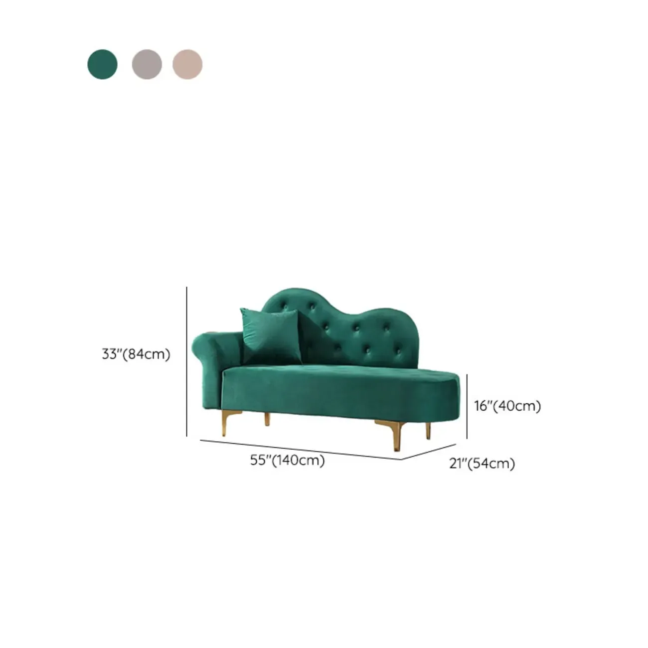 Modern Velvet Chaise Lounge with Pillow for Living Room Image - 16