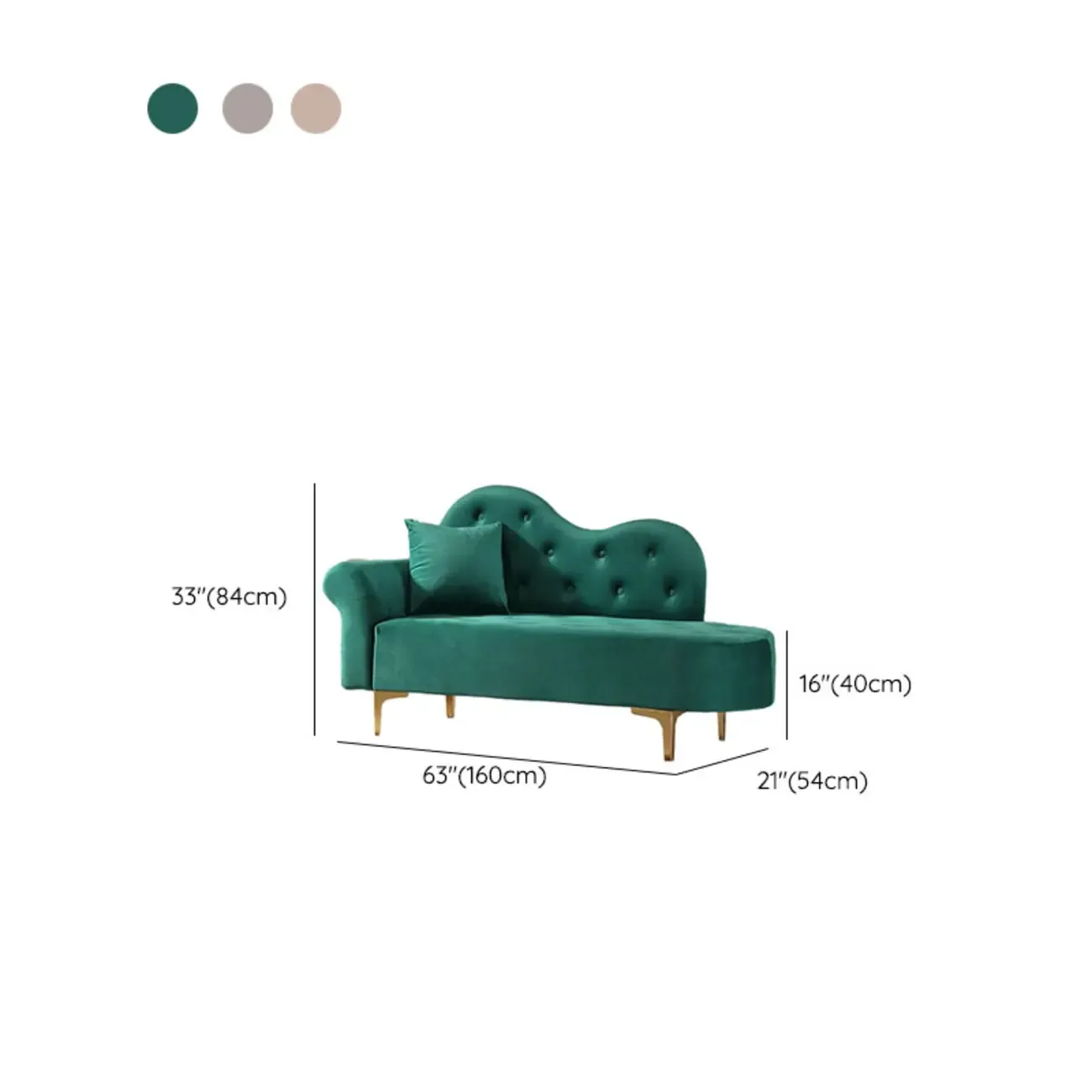 Modern Velvet Chaise Lounge with Pillow for Living Room Image - 18