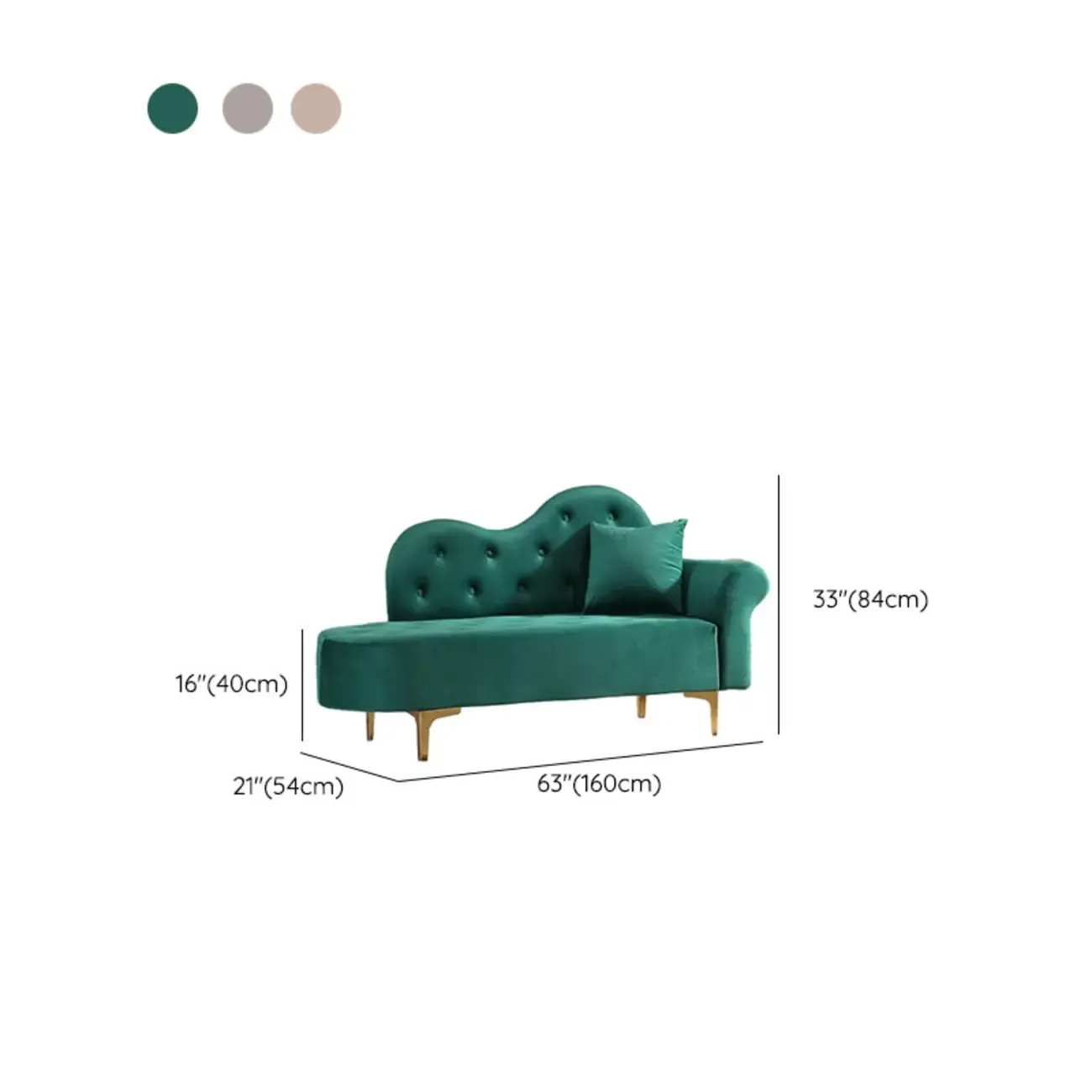 Modern Velvet Chaise Lounge with Pillow for Living Room Image - 19