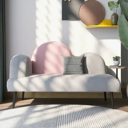 Nordic Fabric Chaise Lounge with Houndstooth for Living Room Image - 2