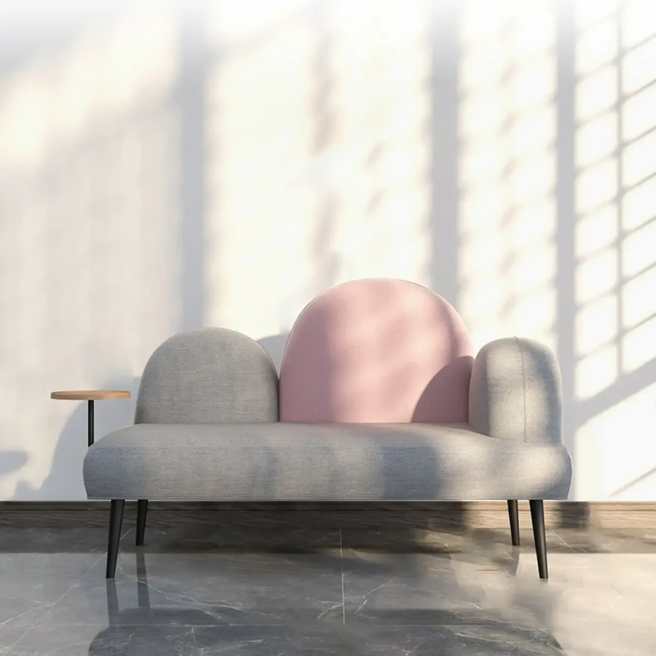Nordic Fabric Chaise Lounge with Houndstooth for Living Room Image - 5