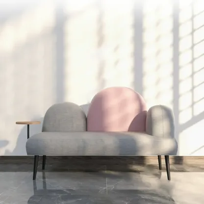 Nordic Fabric Chaise Lounge with Houndstooth for Living Room Image - 5