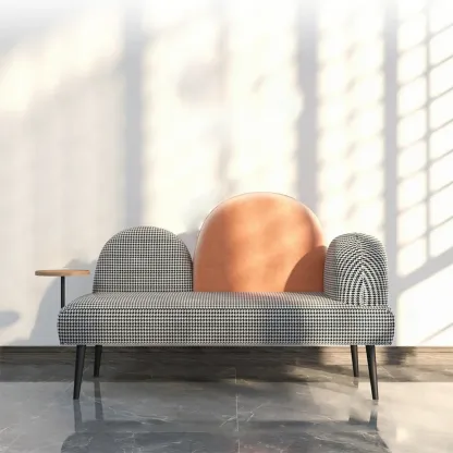 Nordic Fabric Chaise Lounge with Houndstooth for Living Room Image - 8
