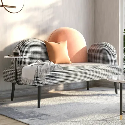 Nordic Fabric Chaise Lounge with Houndstooth for Living Room Image - 9