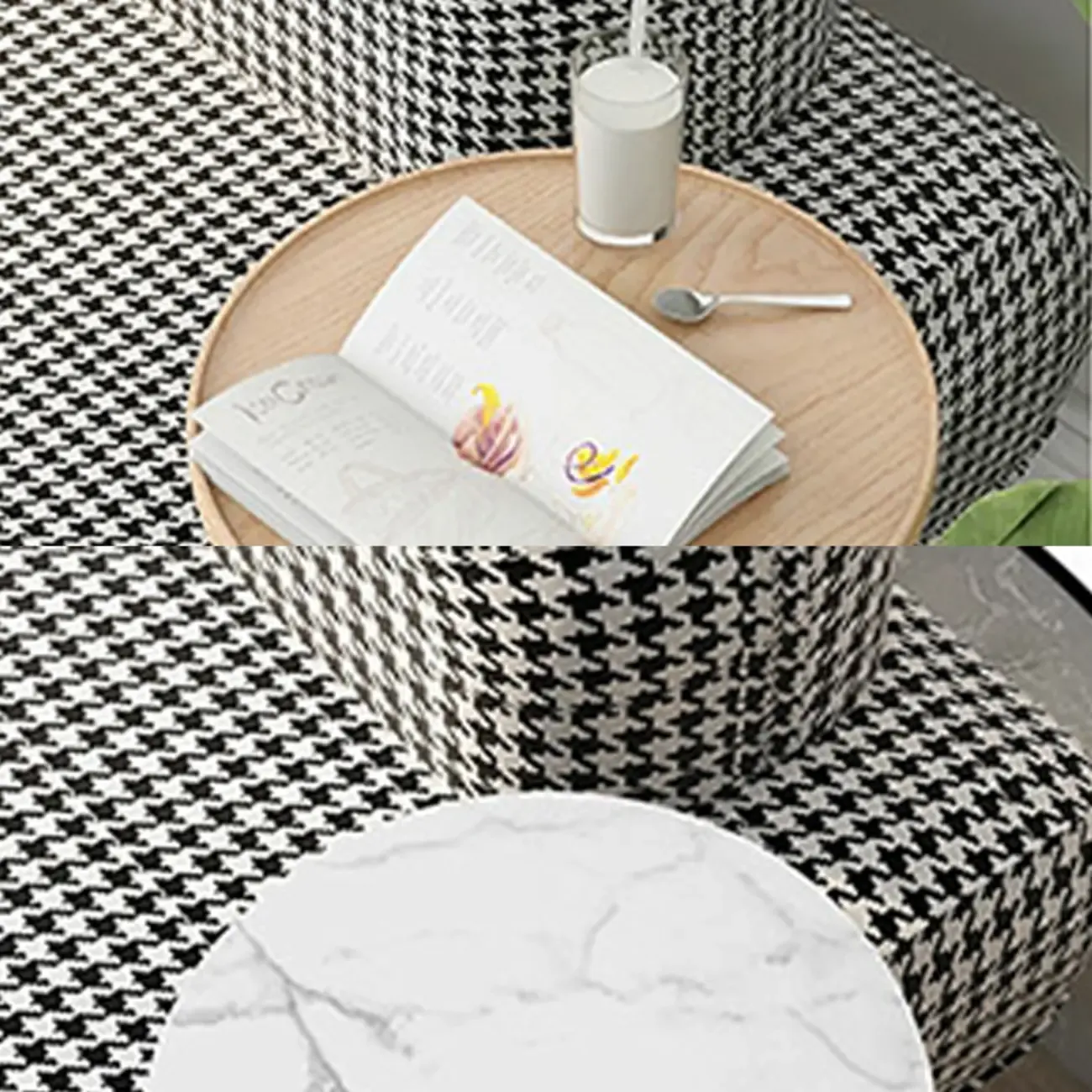Nordic Fabric Chaise Lounge with Houndstooth for Living Room Image - 10
