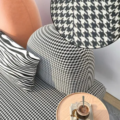 Nordic Fabric Chaise Lounge with Houndstooth for Living Room Image - 11