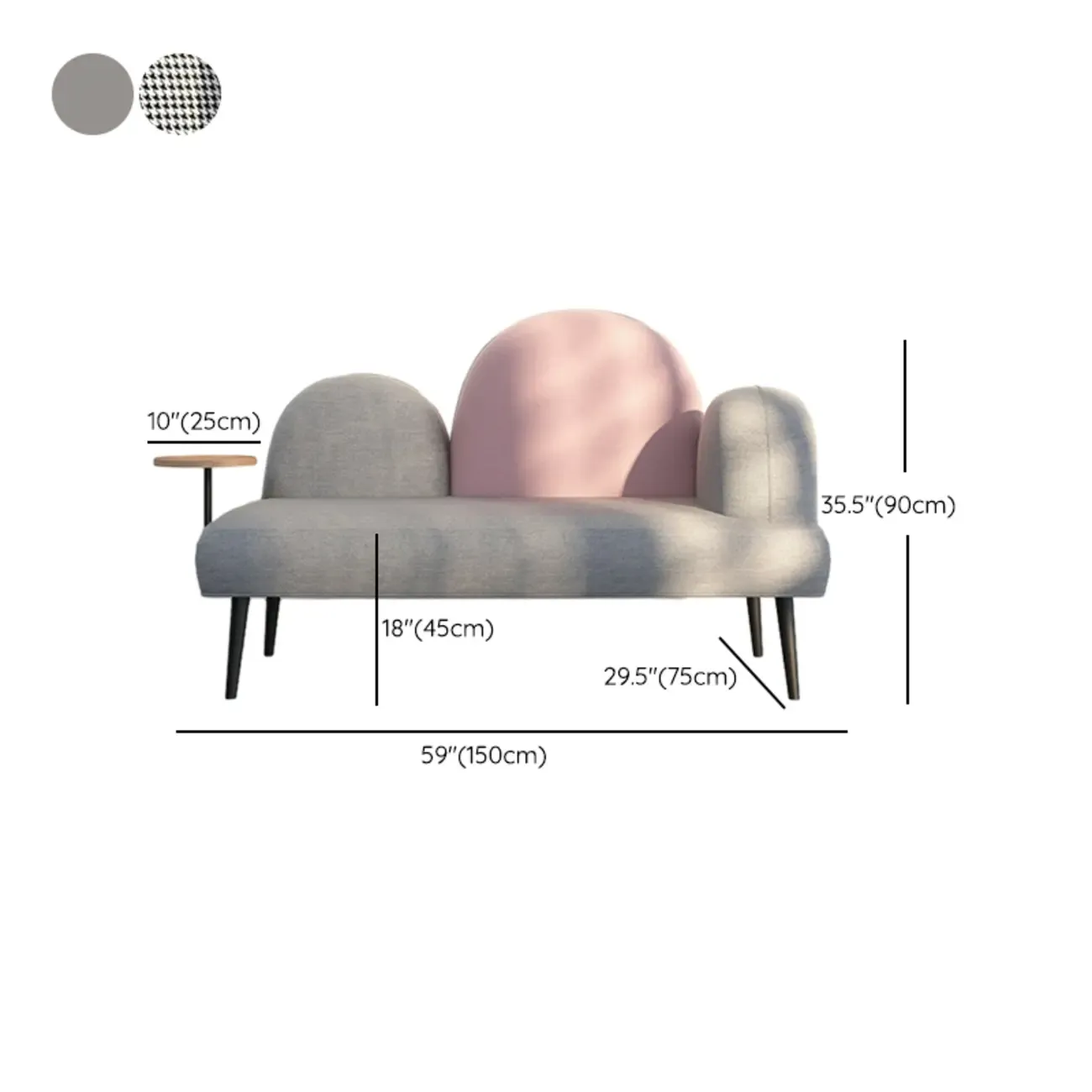 Nordic Fabric Chaise Lounge with Houndstooth for Living Room Image - 13