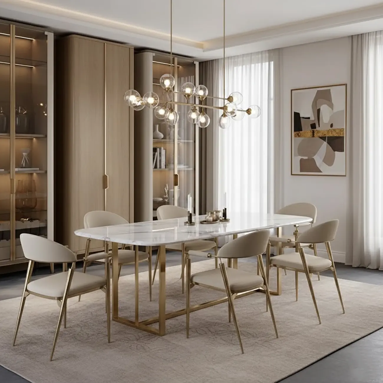 Luxury Armrest Genuine Leather Curved Back Dining Chair Image - 1 | homeyfad