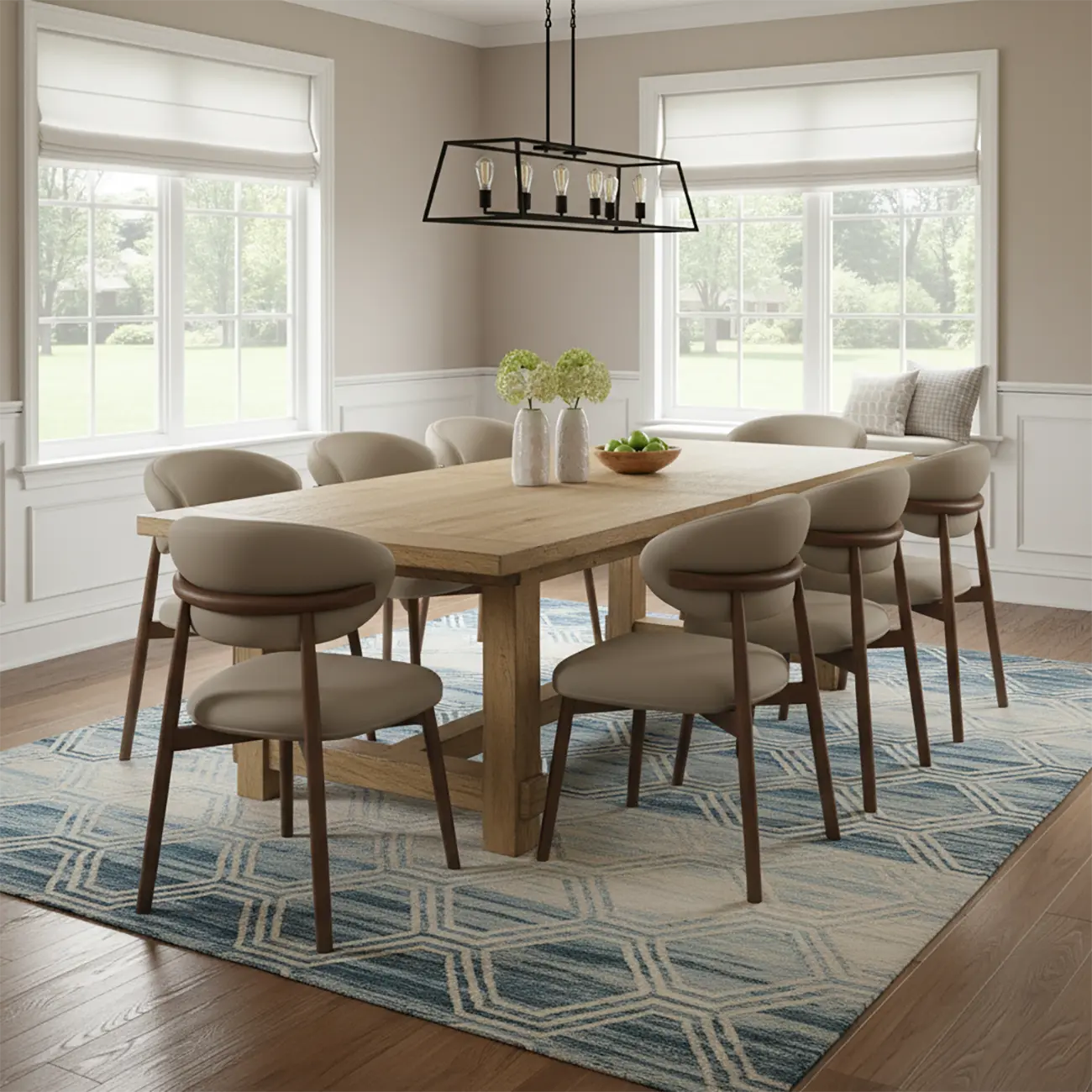 Modern Leather Wood Dining Chair Set of 2 Image - 5 | homeyfad