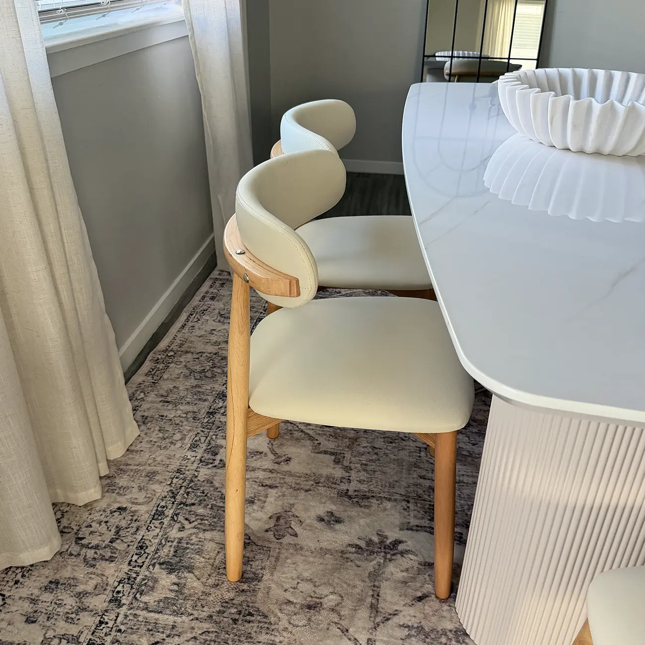 Modern Leather Wood Dining Chair Set of 2 Image - 6 | homeyfad