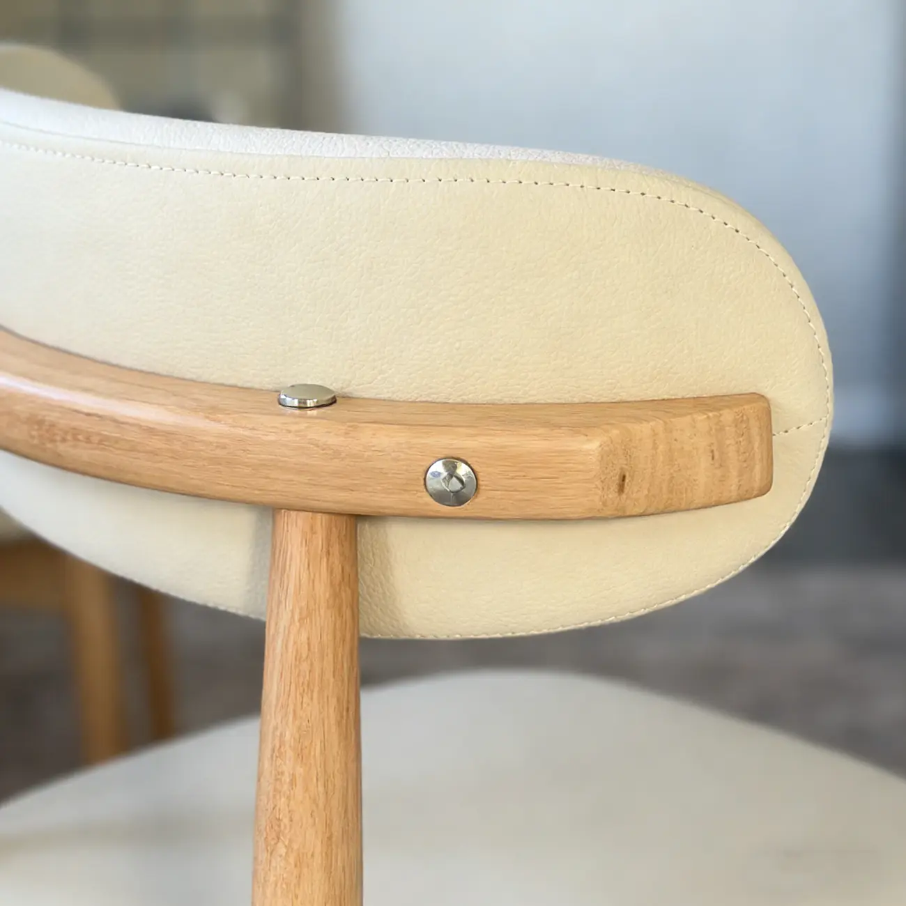 Modern Leather Wood Dining Chair Set of 2 Image - 7 | homeyfad