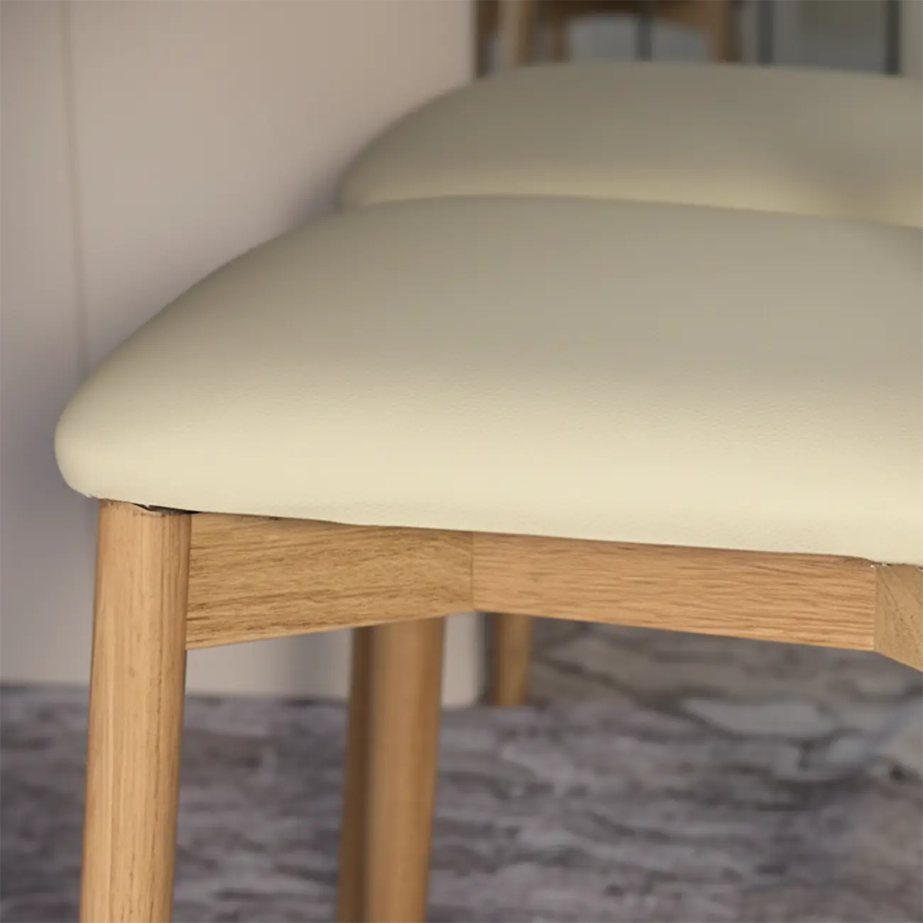 Modern Leather Wood Dining Chair Set of 2 Image - 9 | homeyfad