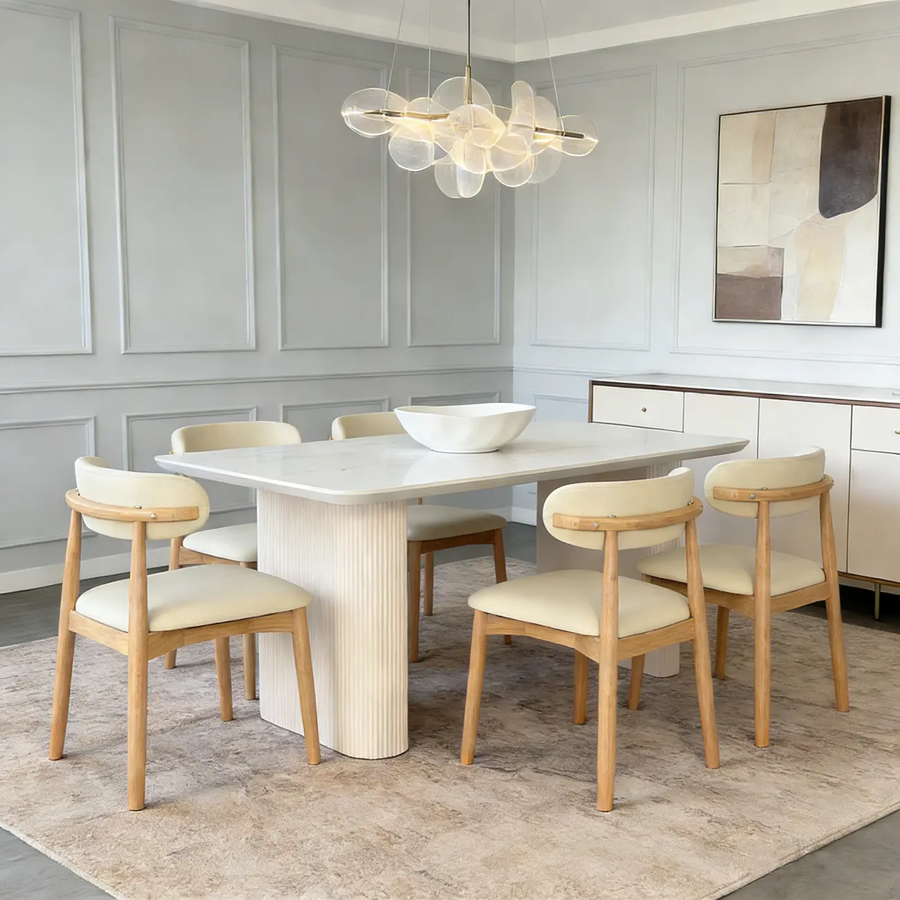 Modern Leather Wood Dining Chair Set of 2 Image - 1 | homeyfad