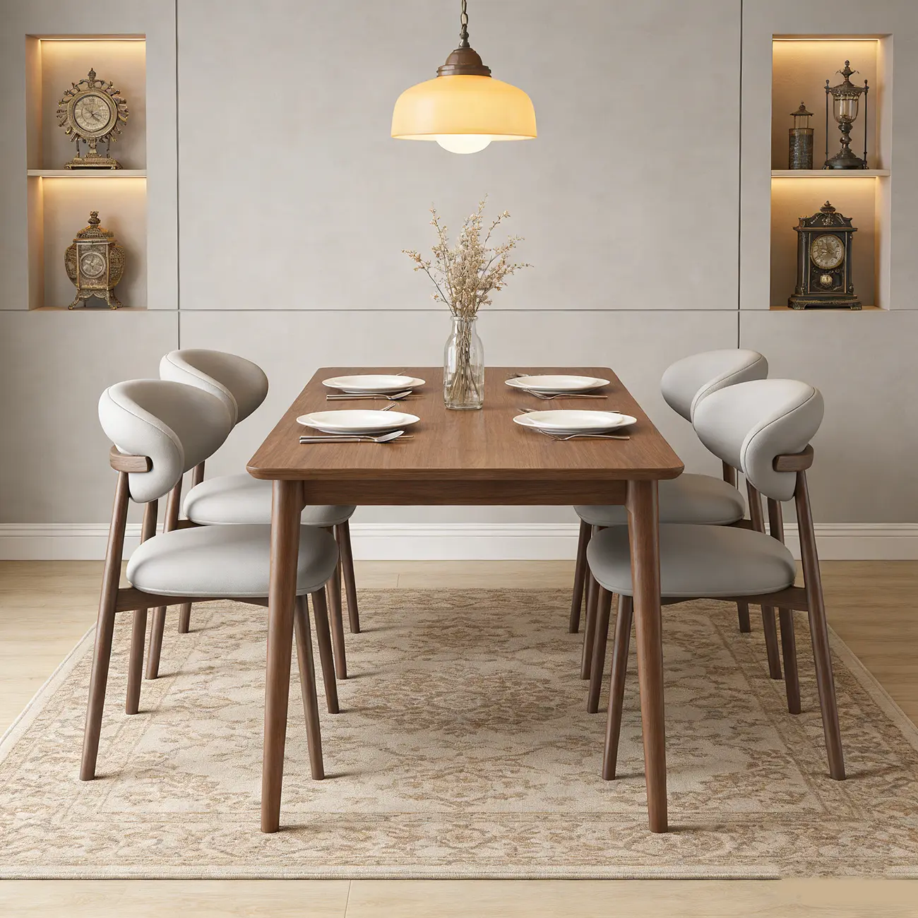 Modern Leather Wood Dining Chair Set of 2 Image - 5 | homeyfad