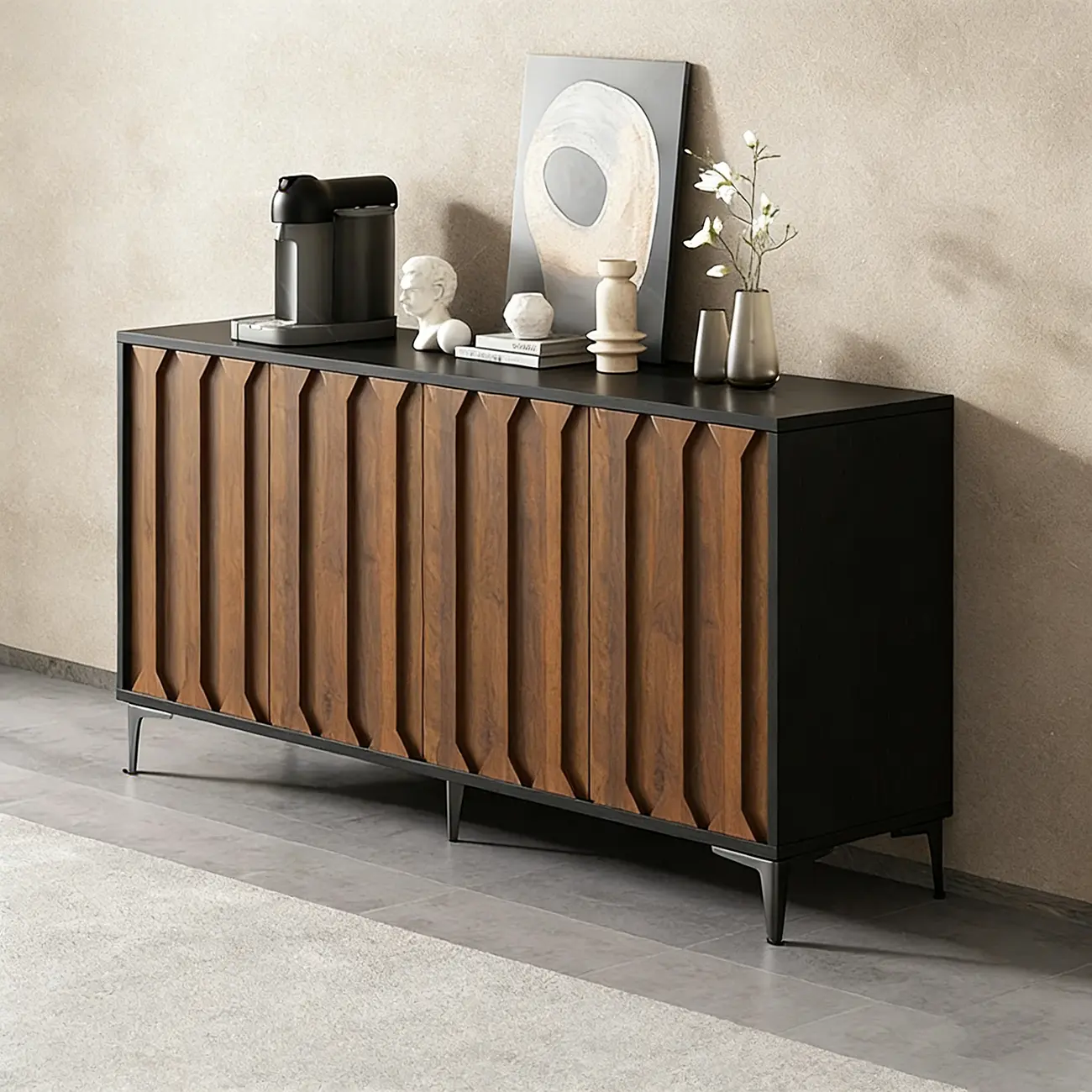 Mid-Century Modern Wood Combo Dresser with Storage Image - 8 | homeyfad