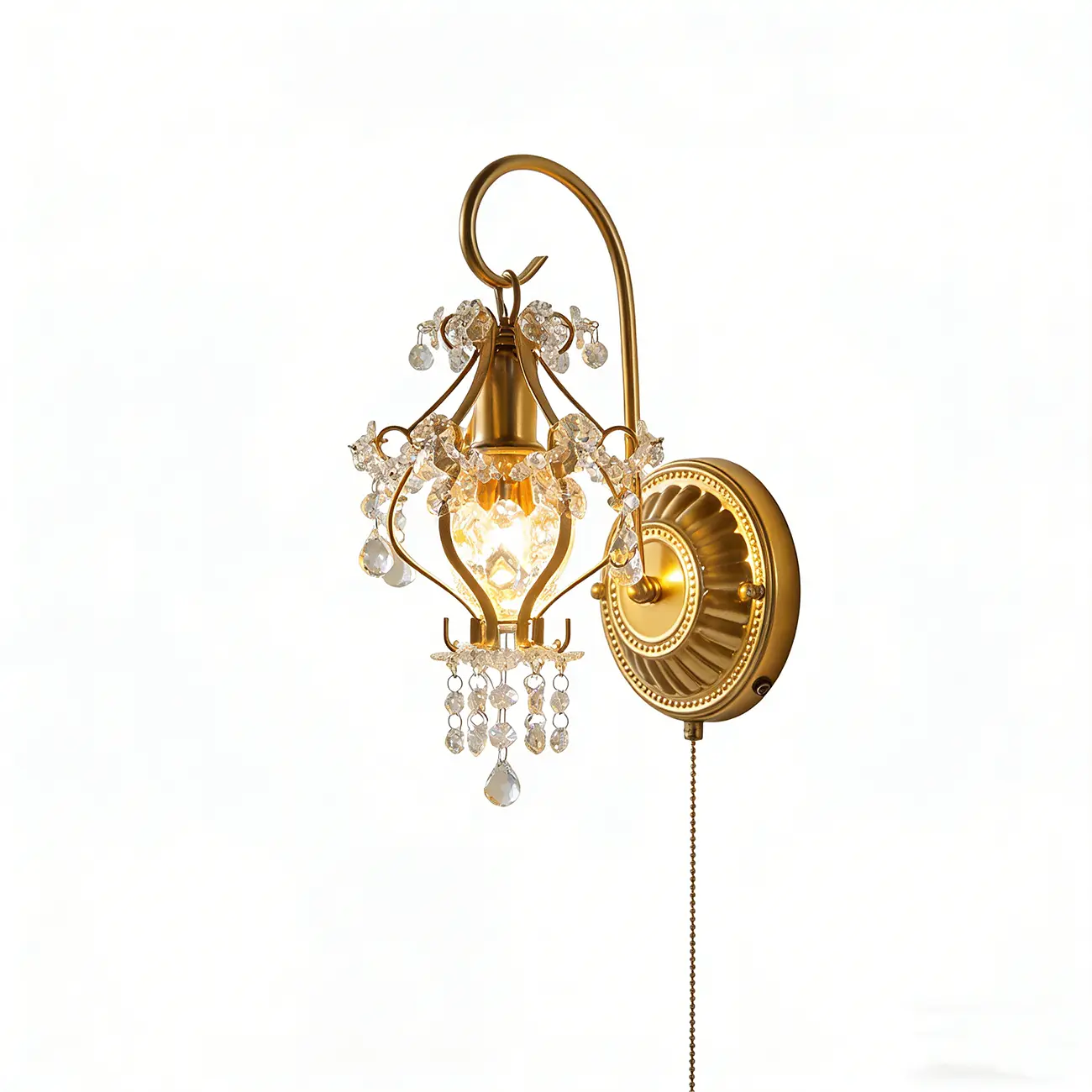 Elegant Gold Vintage Crystal Lantern Wall Sconce Rechargeable Image - 14 | homeyfad