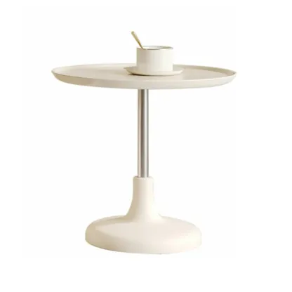 White Round Modern Wood Coffee Table with Storage Image - 5