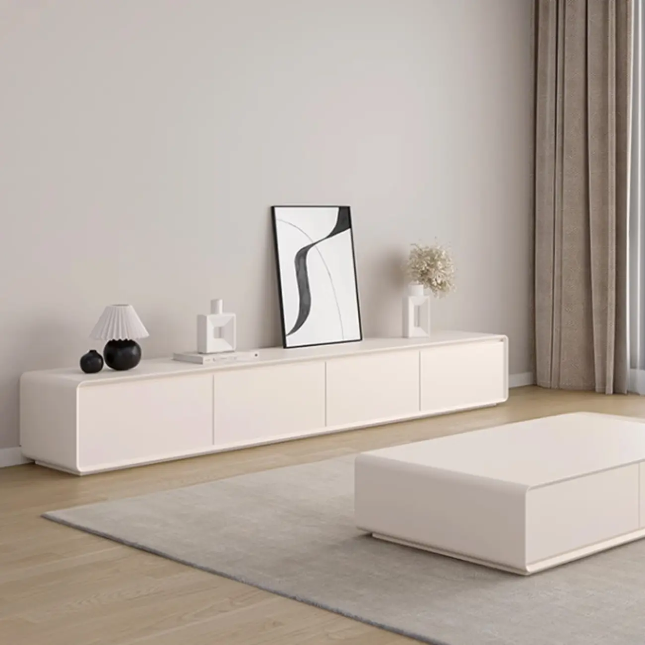 Minimalist White Wooden TV Stand with Drawers for Living Room Image - 2 | homeyfad