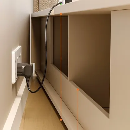 Minimalist White Wooden TV Stand with Drawers for Living Room Image - 7