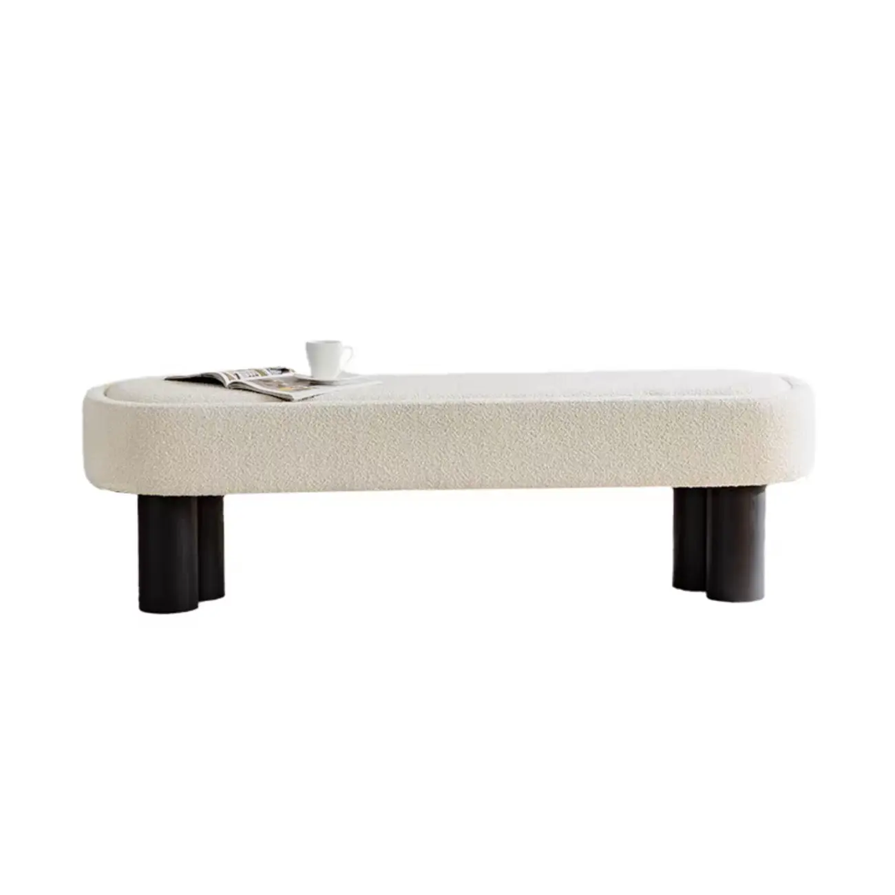 Simple White Upholstered Oval Entryway Bench Image - 5 | homeyfad