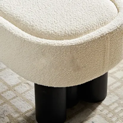 Simple White Upholstered Oval Entryway Bench Image - 6